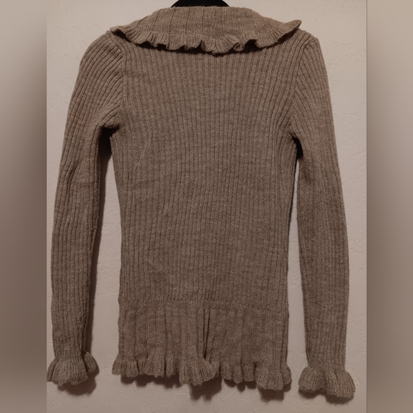 Elisabetta Collection Made In Italy Knit Sweater Ruffle SzM Mocha Mohair/Wool - Picture 2 of 8